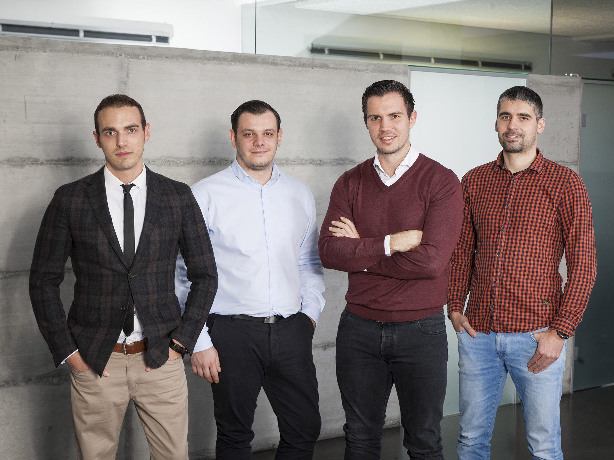 Das Führungs-Team von TOWA: Matteo Ender (Creative Director), Marko Tovilo (Geschäftsführer), Florian Wassel (Geschäftsführer) und Benjamin Meier (Leiter Entwicklung - v.l.).