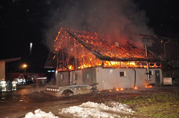 Brand eines Stallgebäudes.