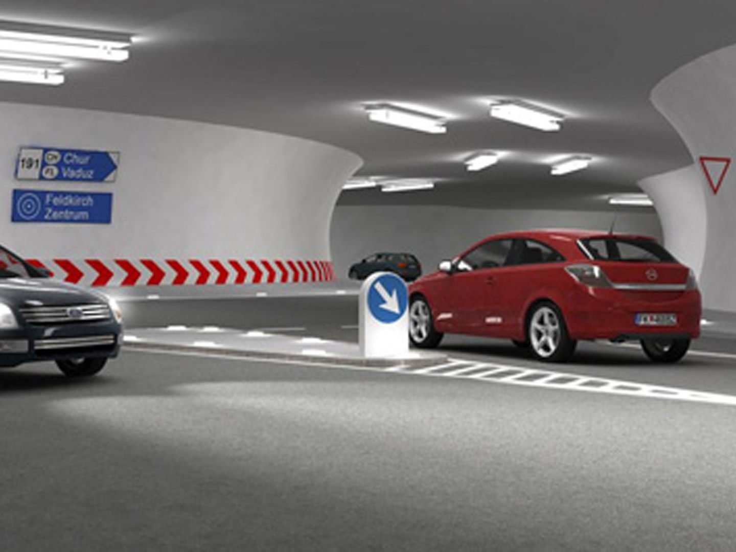Der geplante Kreisel im Stadttunnel Feldkirch.