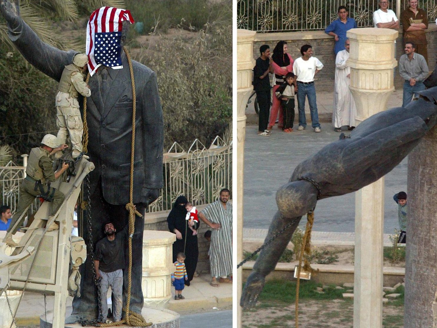 Am 9. April erklärte das US-Militär Saddam Husseins Herrschaft in Bagdad für beendet.
