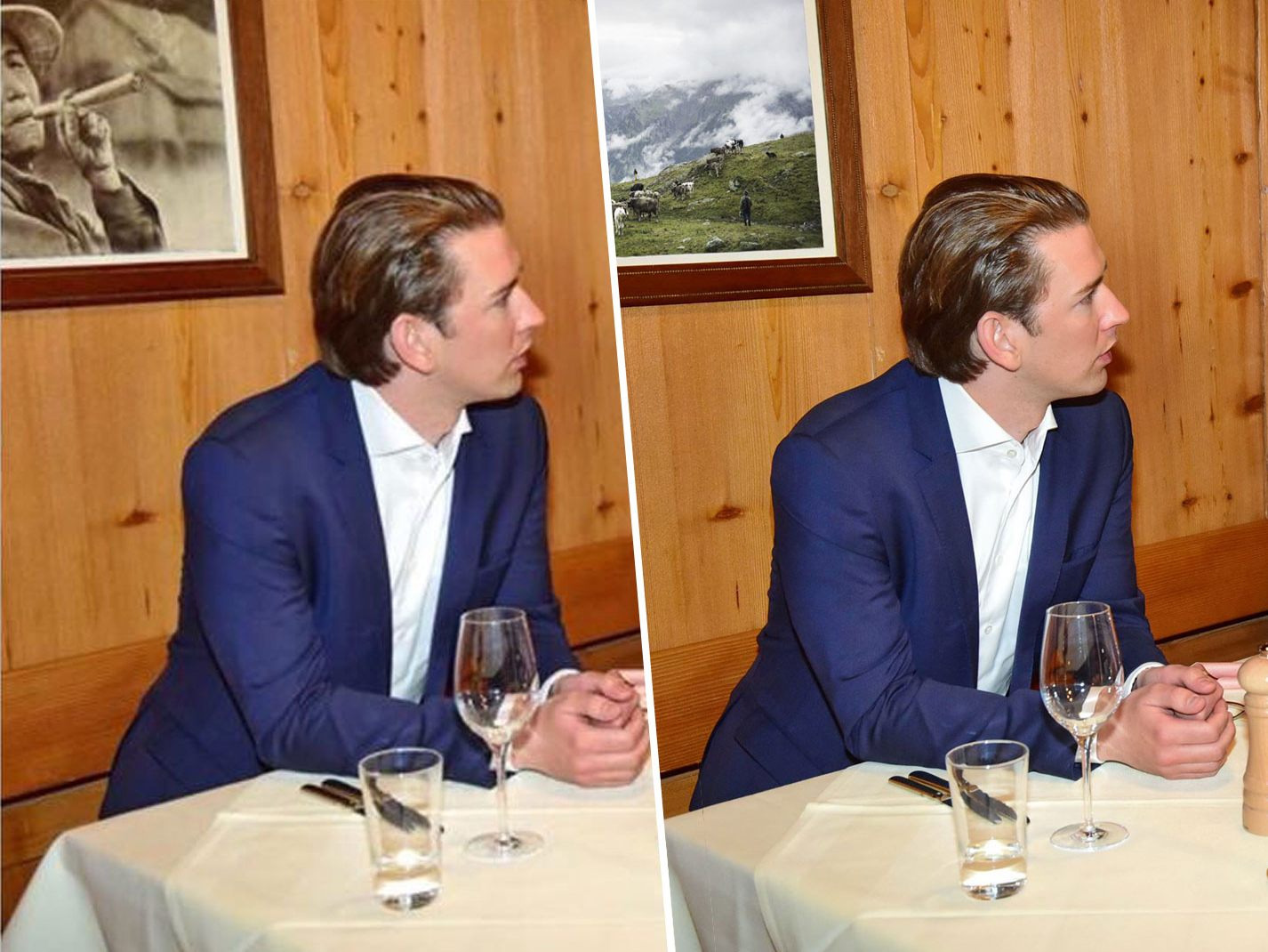 Das linke unterscheidet sich in einem Detail vom rechten Bild.