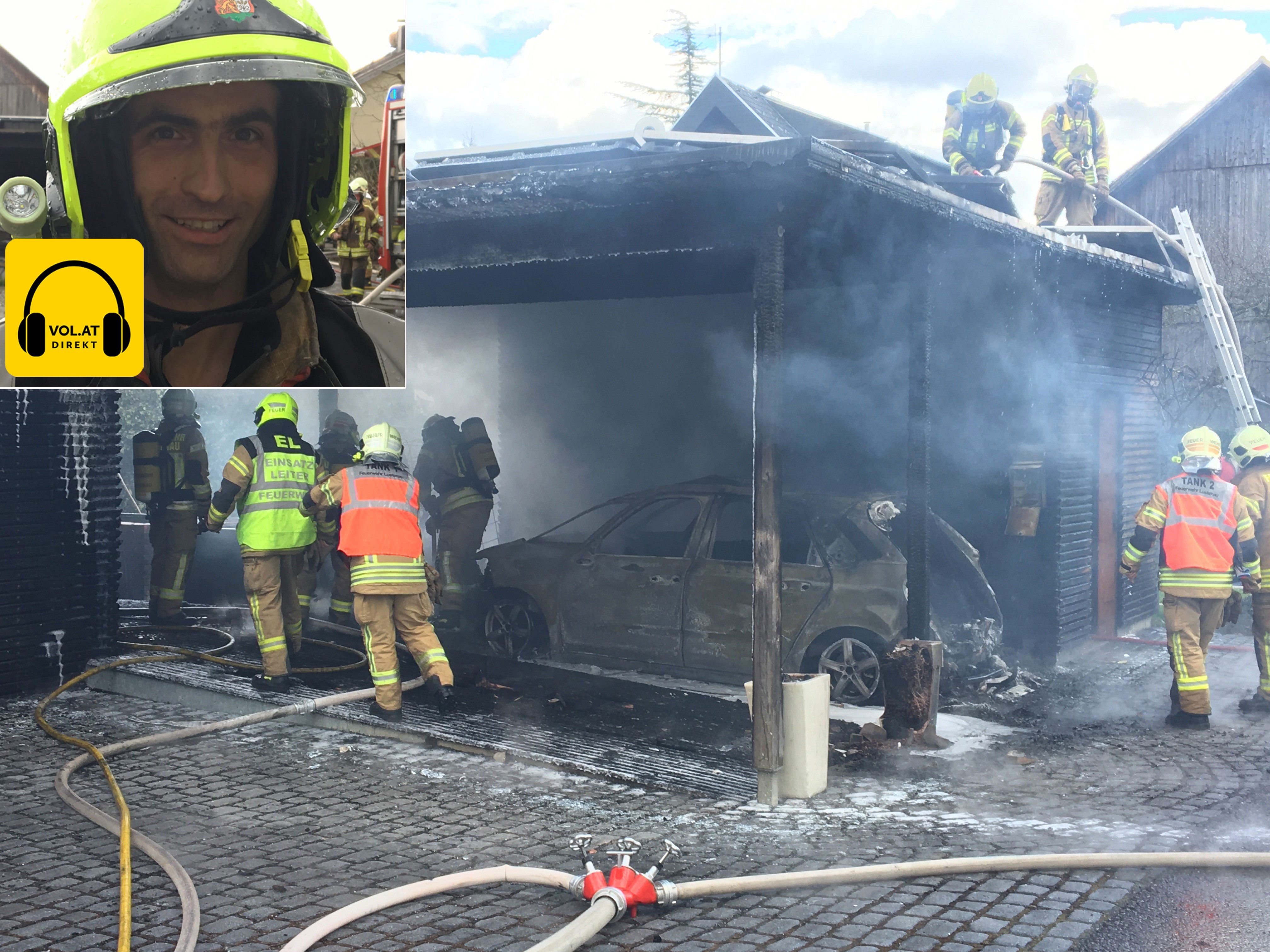 Das Feuer brach im Carport eines Wohnhauses aus.