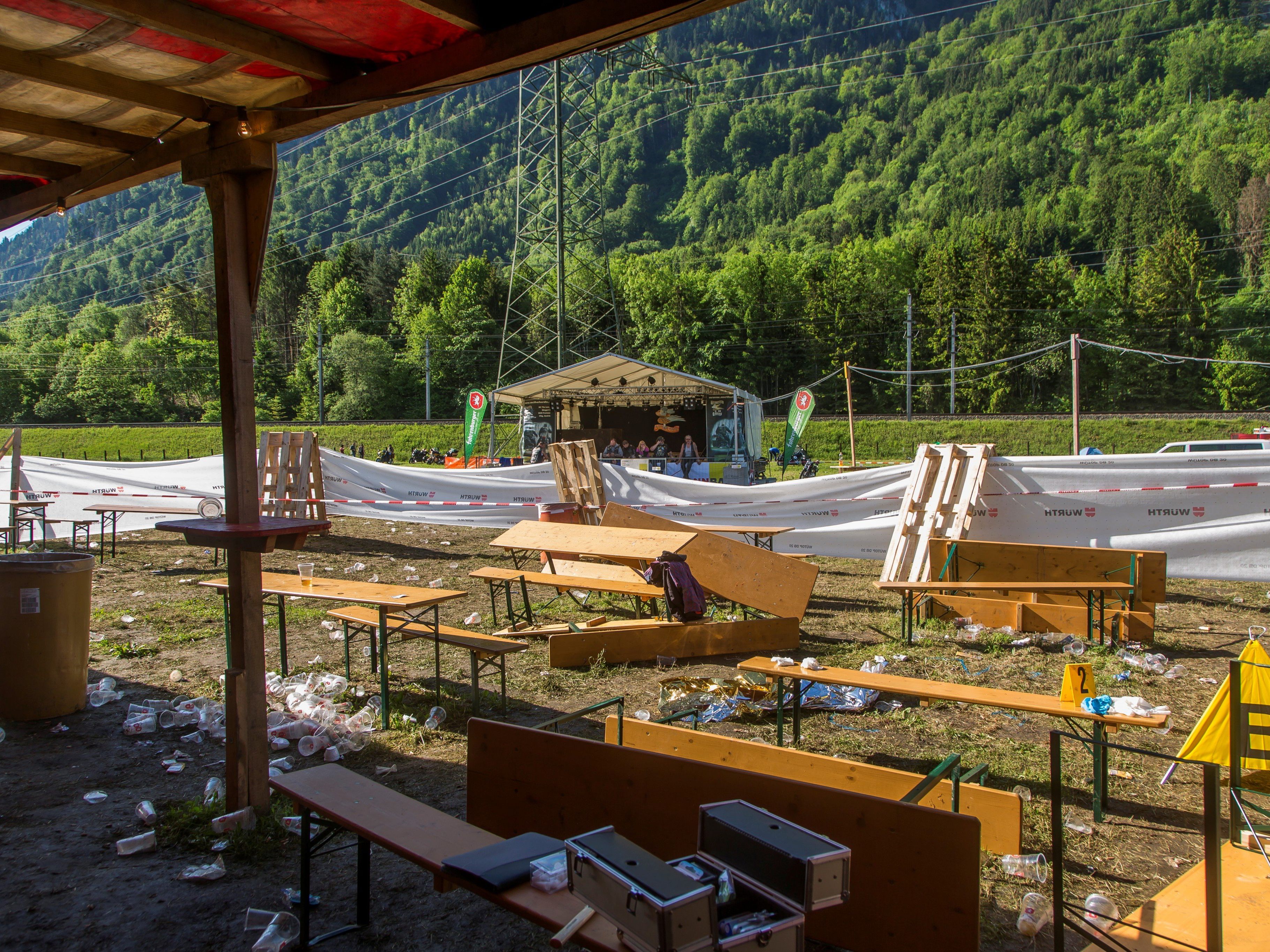 Das Festgelände in Nenzing am Tag nach dem Amoklauf.