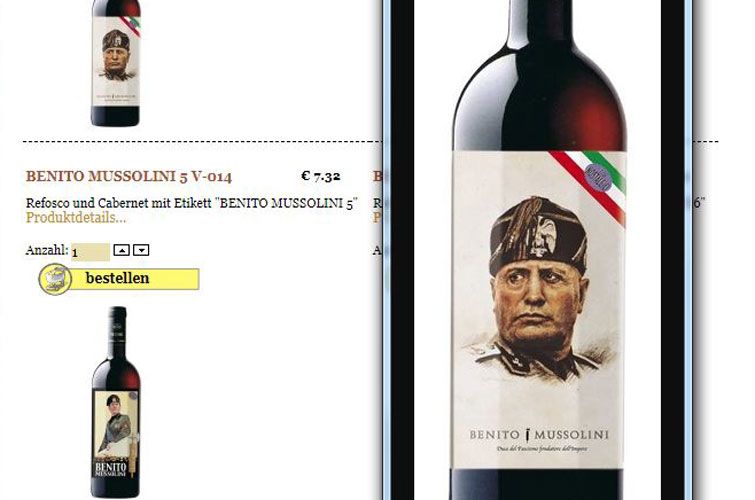 Auch Mussolini-Wein ist online erhältlich.