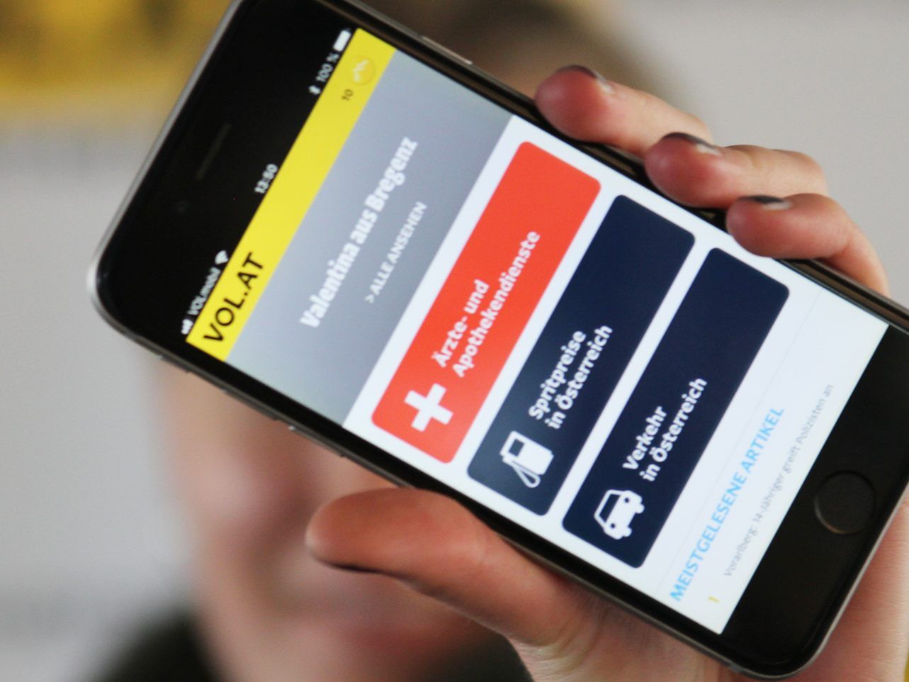 Die neue Service-Seite in der VOL.AT-App.
