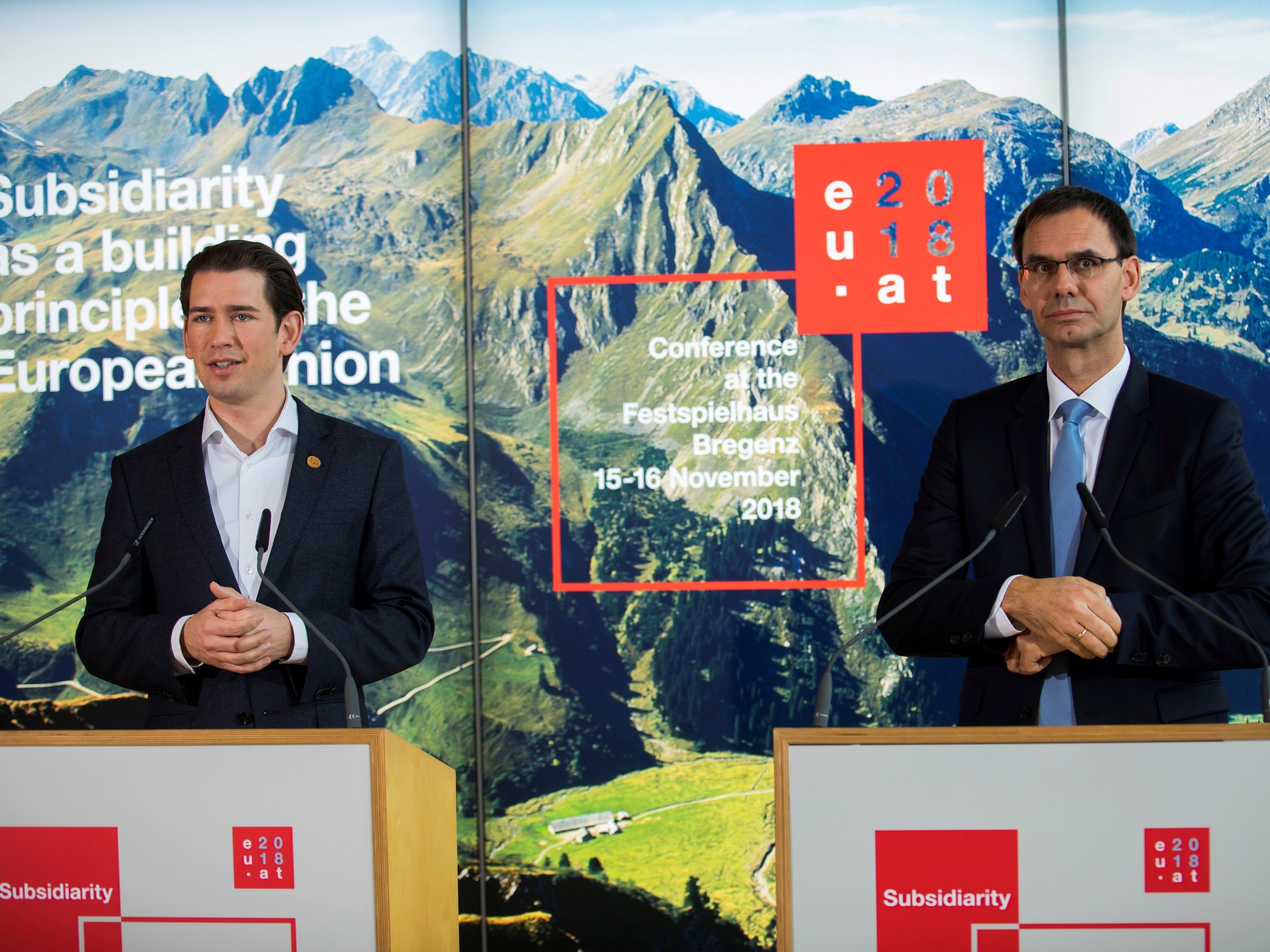 Bundeskanzler Sebastian Kurz und Landeshauptmann Markus Wallner (beide ÖVP).