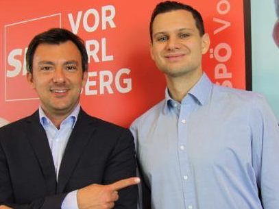 Natahniel Heinritz (re.), hier mit SPÖ-Vorarlberg-Chef Martin Staudinger und seiner Vorarlberger EU-Parlaments-Co-Kandidatin Patricia Zangerl, ist neuer Junge Generation-Vorsitzender.