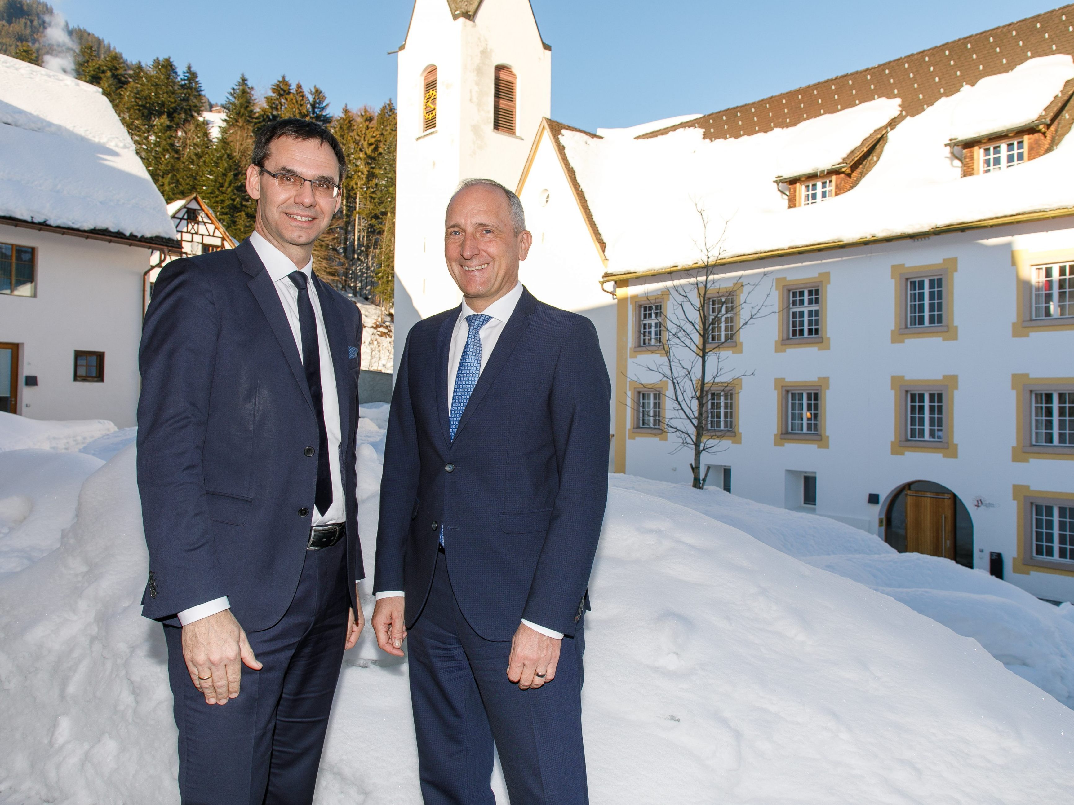 Gipfeltreffen in St. Gerold: Landeshauptmann MArkus Wallner traf sich mit dem Regierungschef von Liechtenstein, Adrian Hasler.