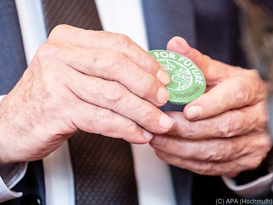 Van der Bellen bekam einen "FridaysForFuture"-Button