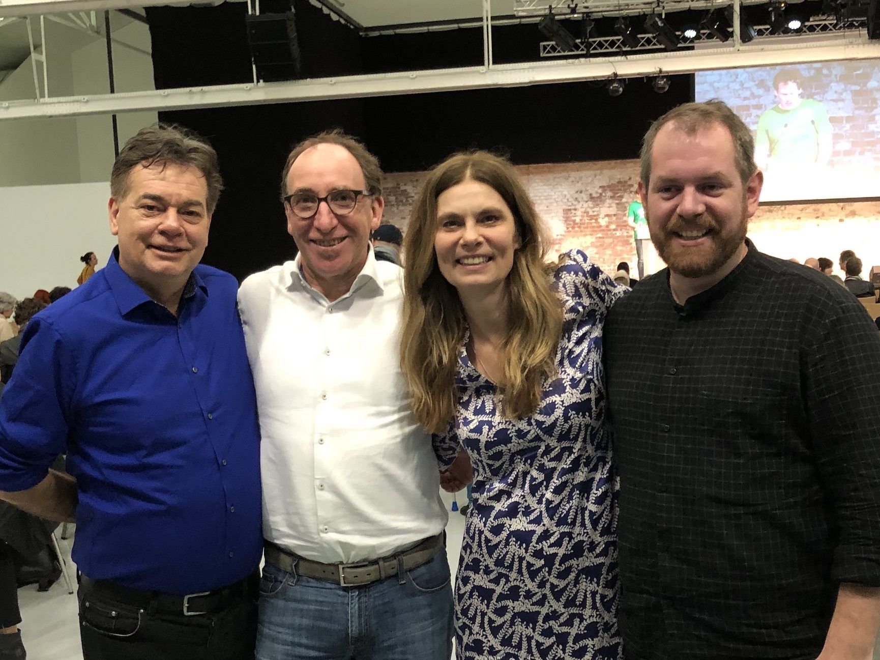 Johannes Rauch gratuliert Werner Kogler, Sarah Wiener und Simon Vetter.