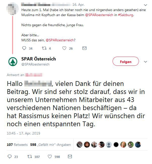 Das Unternehmen gibt Rassismus keine Chance.