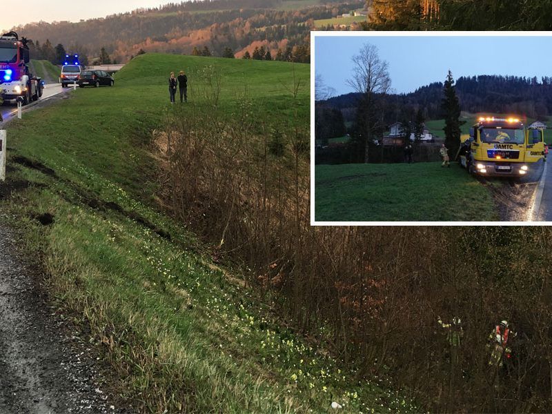 Pkw über Böschung gestürzt