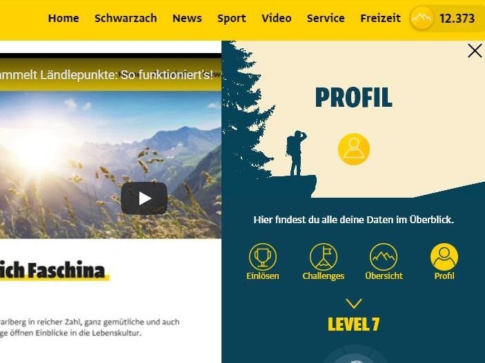 Profil bei Ländlepunkten ausfüllen und Punkte kassieren.