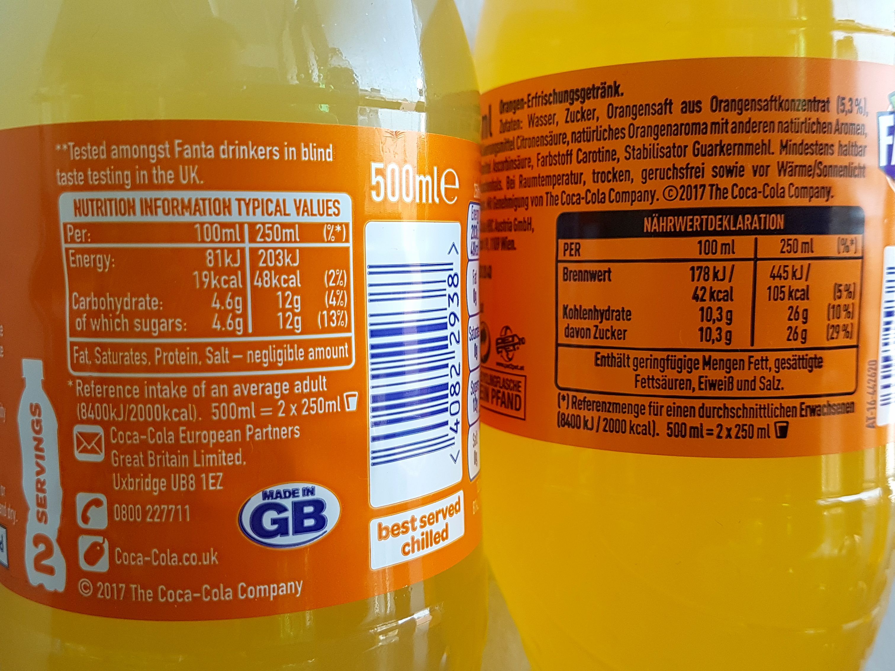 Der Zuckergehalt der Soft Drinks fällt europaweit sehr unterschiedlich aus.