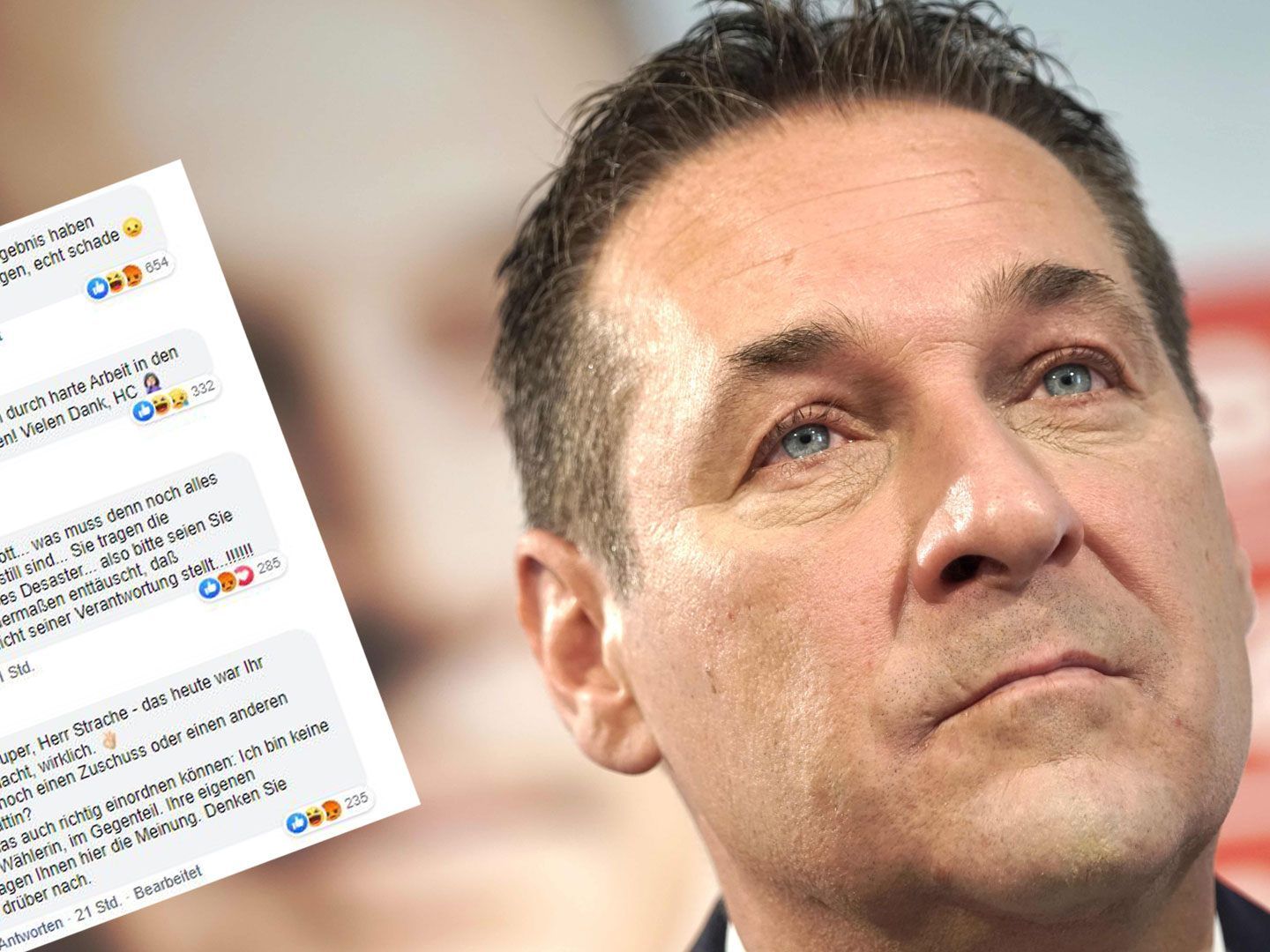 Auf Facebook geben FPÖ-Fans Strache die Schuld am Wahl-Desaster.