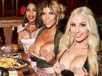 Micaela Schäfer und Freundinnen sehr freizügig auf der Wiesn.
