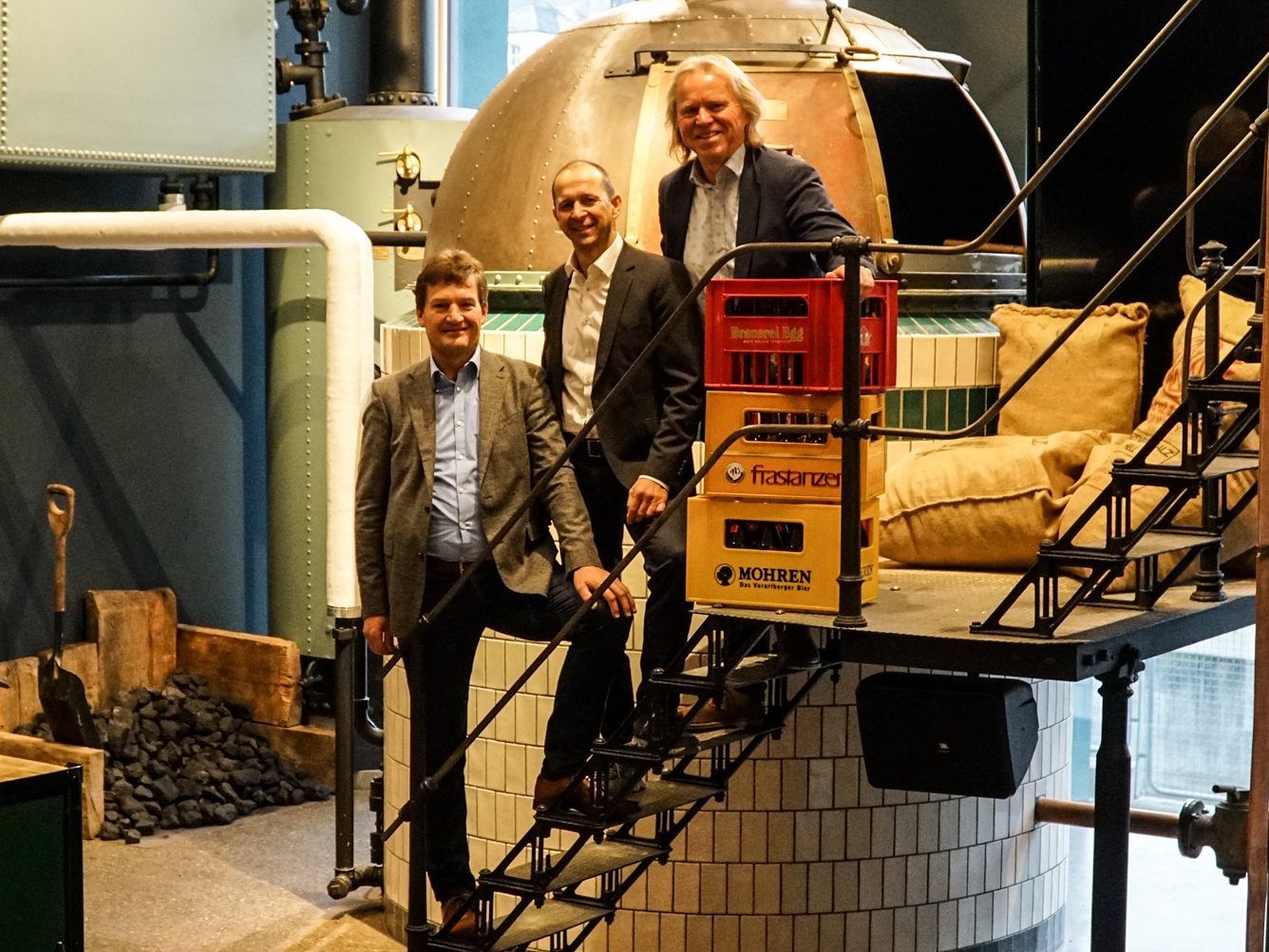Heinz Huber (Mohrenbrauerei), Kurt Michelini (Brauerei Frastanz) und Hubert Berkmann (Brauerei Egg – v.l.).