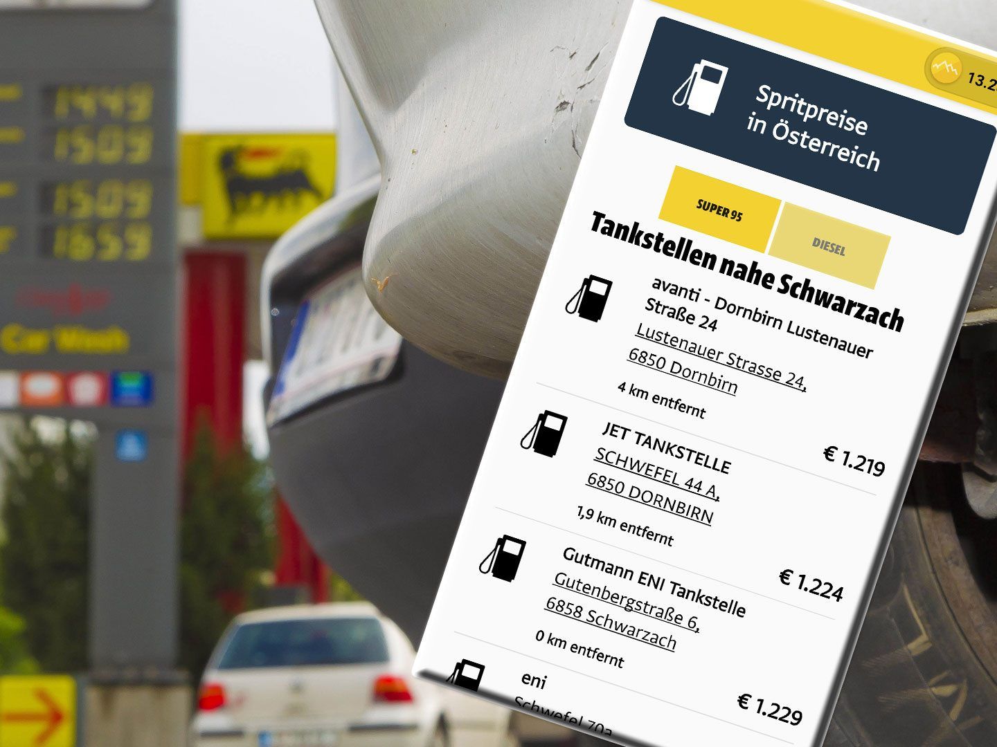 Billiger tanken mit der VOL.AT-App.