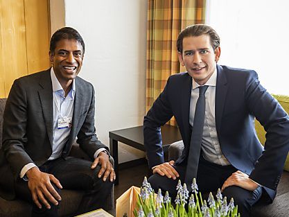 Bundeskanzler Kurz mit Novartis-Chef Narasimhan