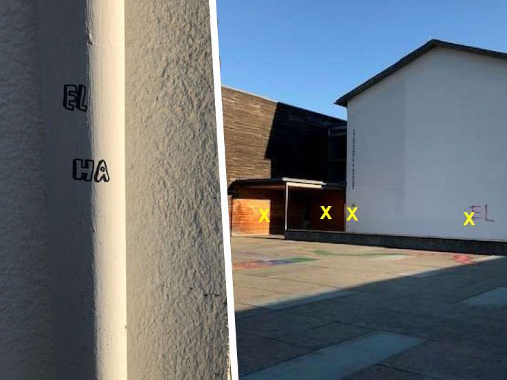 Die Graffiti, die in Frastanz an diverese Hauswände gesprayt wurden.