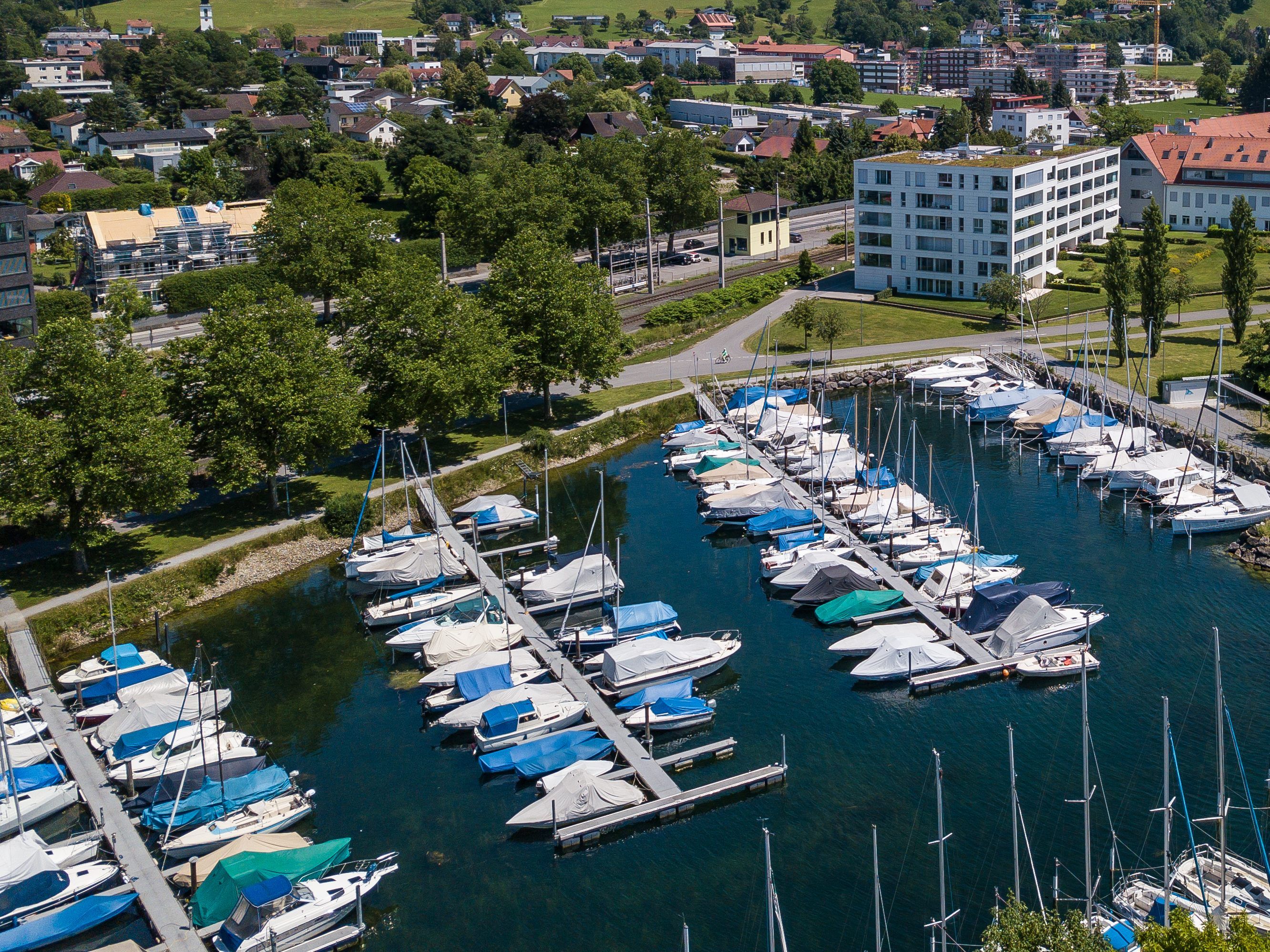 Drohnenaufnahme vom Lochauer Hafen