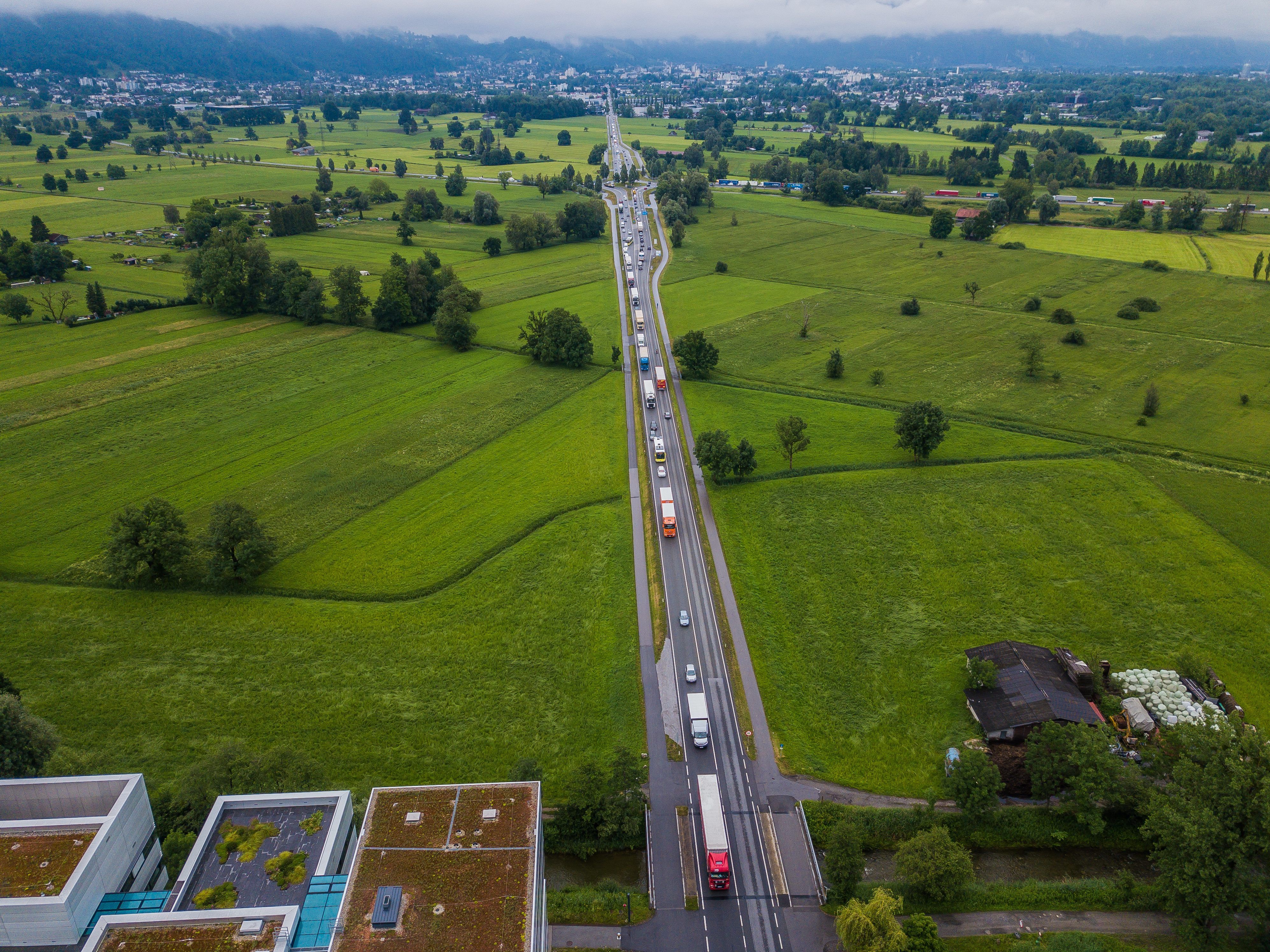 Die Baustelle auf der A14 zwischen Dornbirn-Süd und Wolfurt sorgt wieder für Stau.