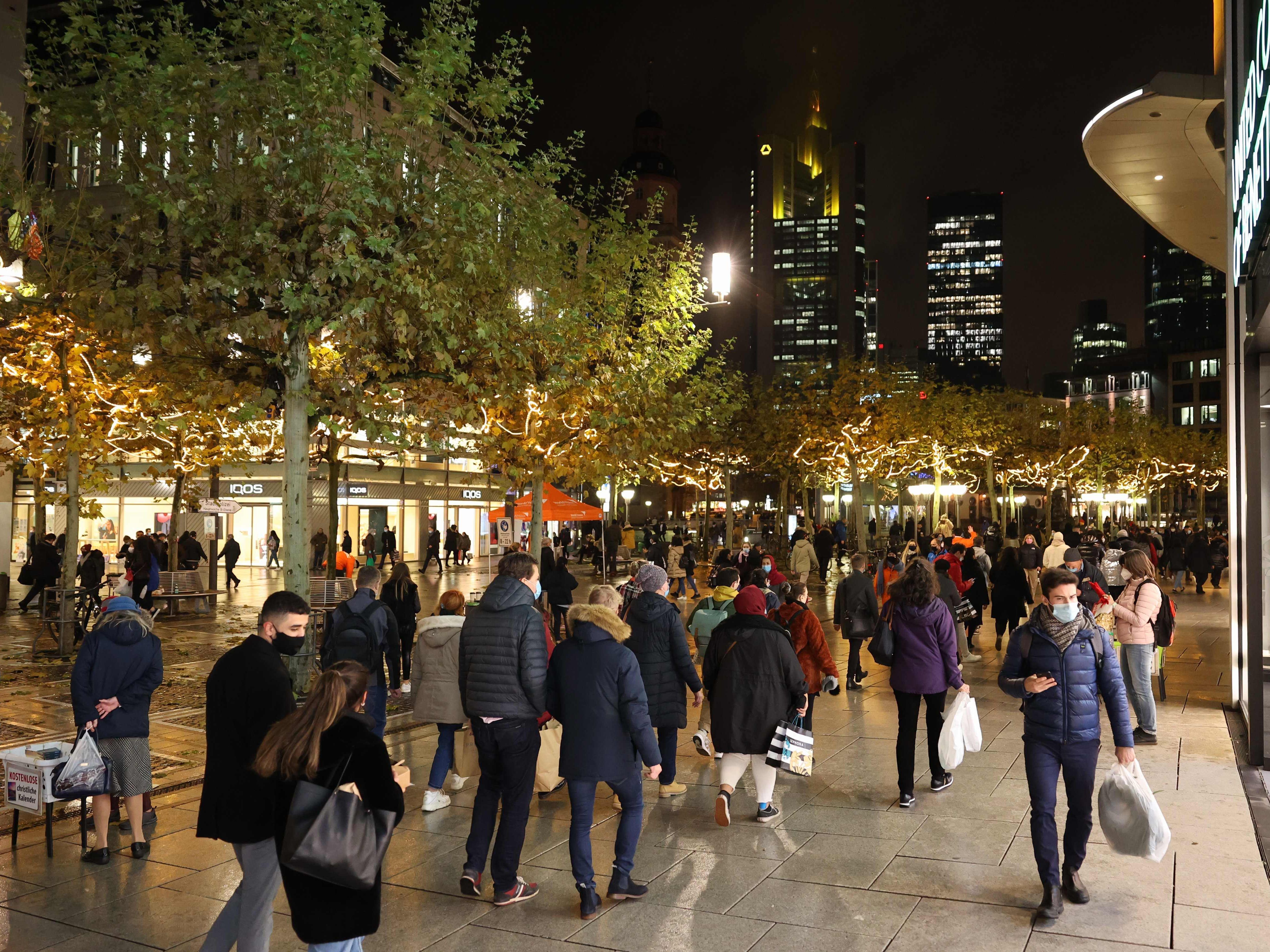 Frankfurt am letzten Tag vor dem Lockdown in Deutschland.