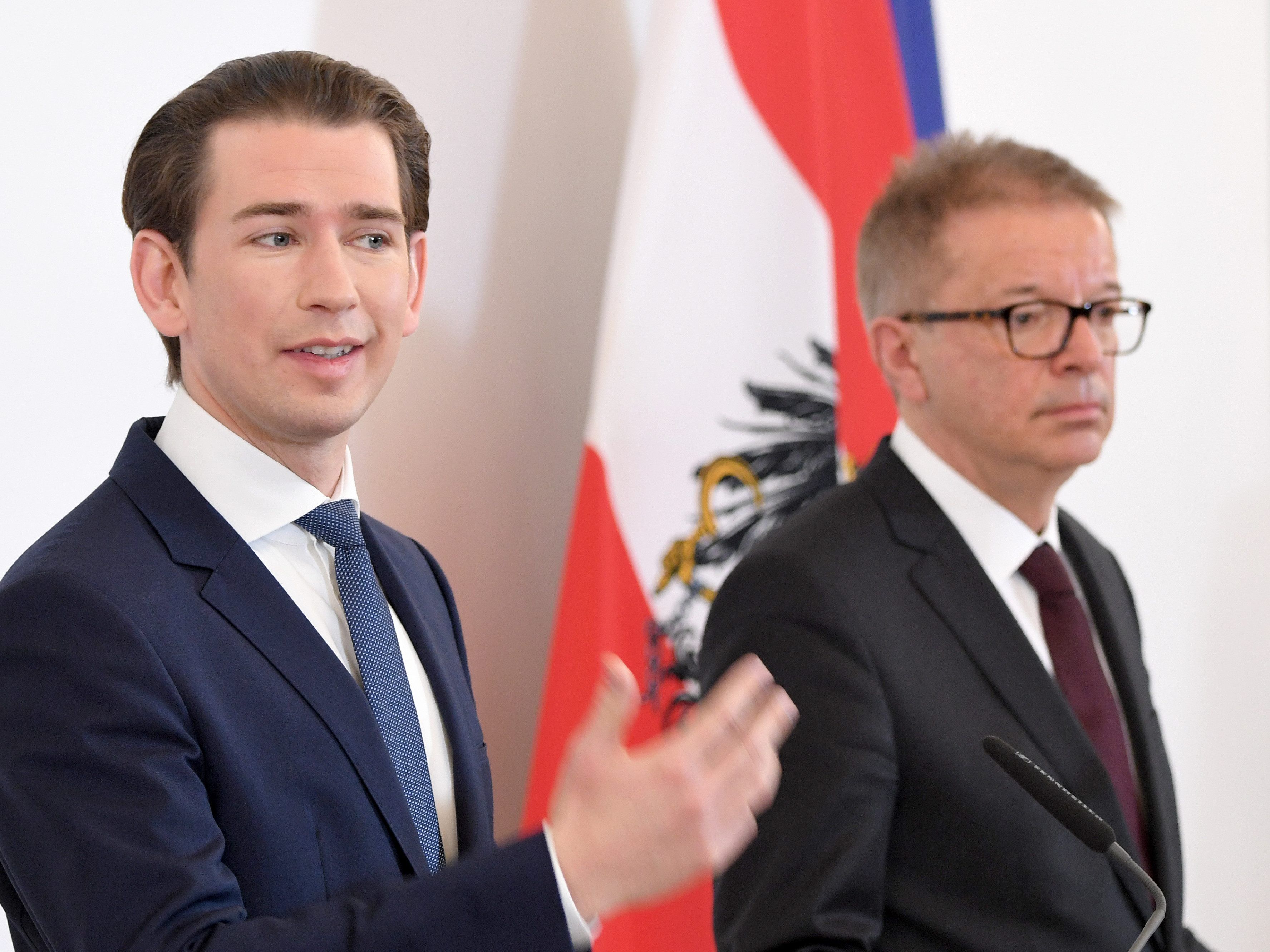 Bundeskanzler Kurz und Gesundheitsminister Anschober präsentieren den Impfplan.