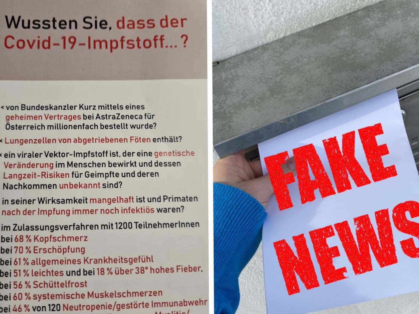 Ein Verein verteilt Flyer mit Corona-kritischen Inhalten.