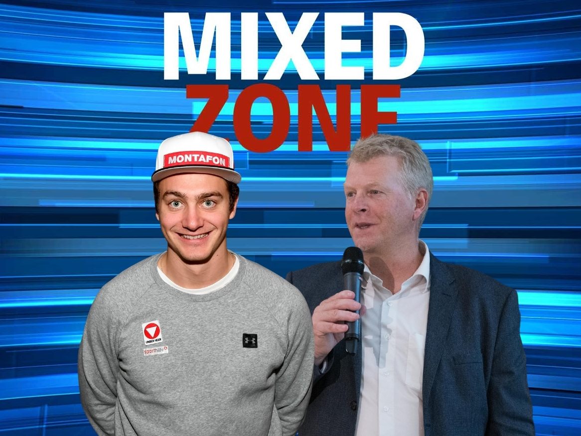 Snowboarder Alessandro Hämmerle und VSV-Präsident Walter Hlebayna zu Gast in der MIXED ZONE am Donnerstag.