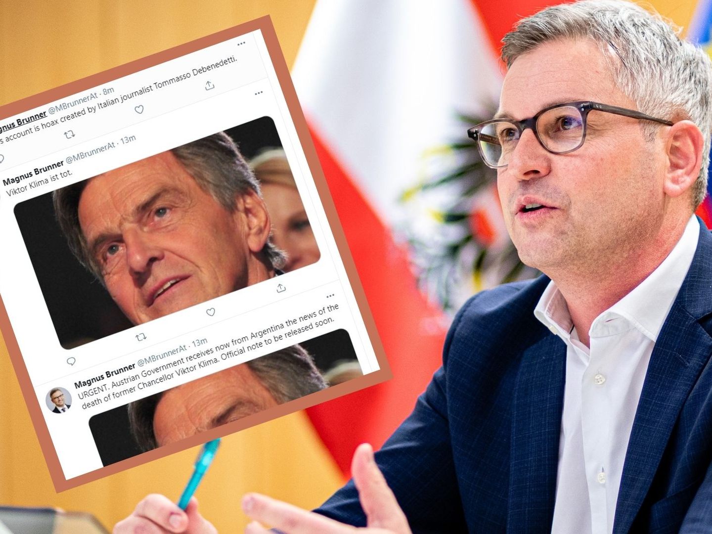 Fake-Profil von Brunner erklärte Viktor Klima für tot.