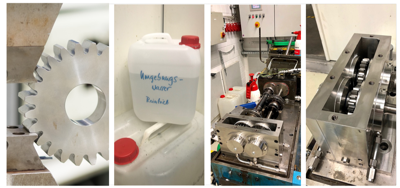 Getriebetest mit Wasserschmierung an der Technischen Universität München.