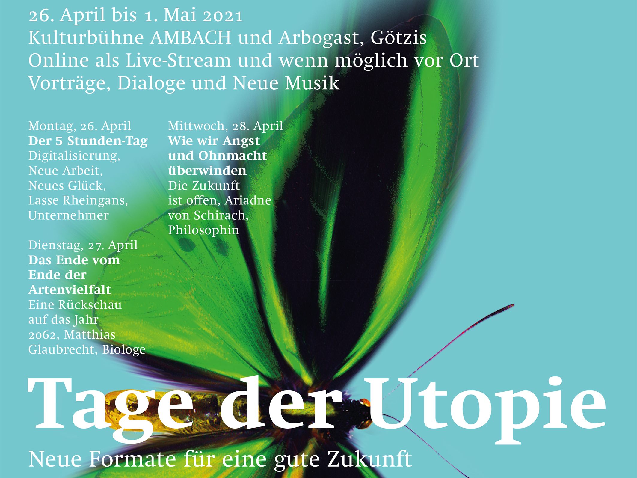 Die Tage der Utopie 2021 können mit Besuchern stattifnden.