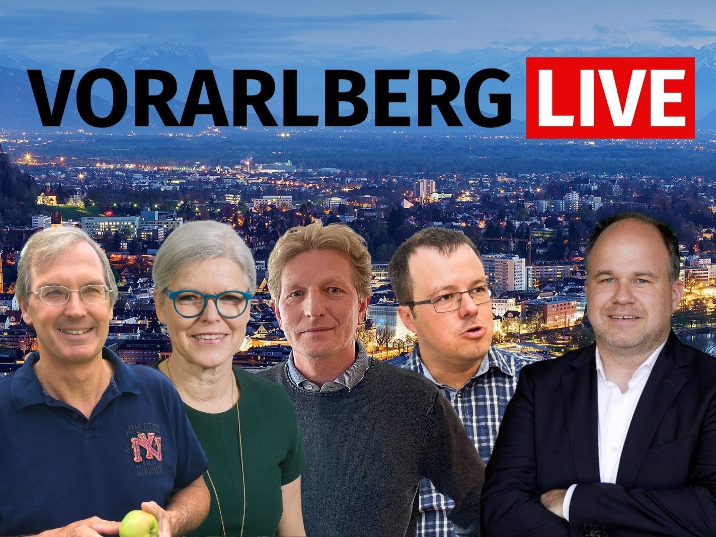 Jens Blum, Angelika Schwarzmann, Bernhard Kleber und Tobias Bischofberger heute in "Vorarlberg LIVE"