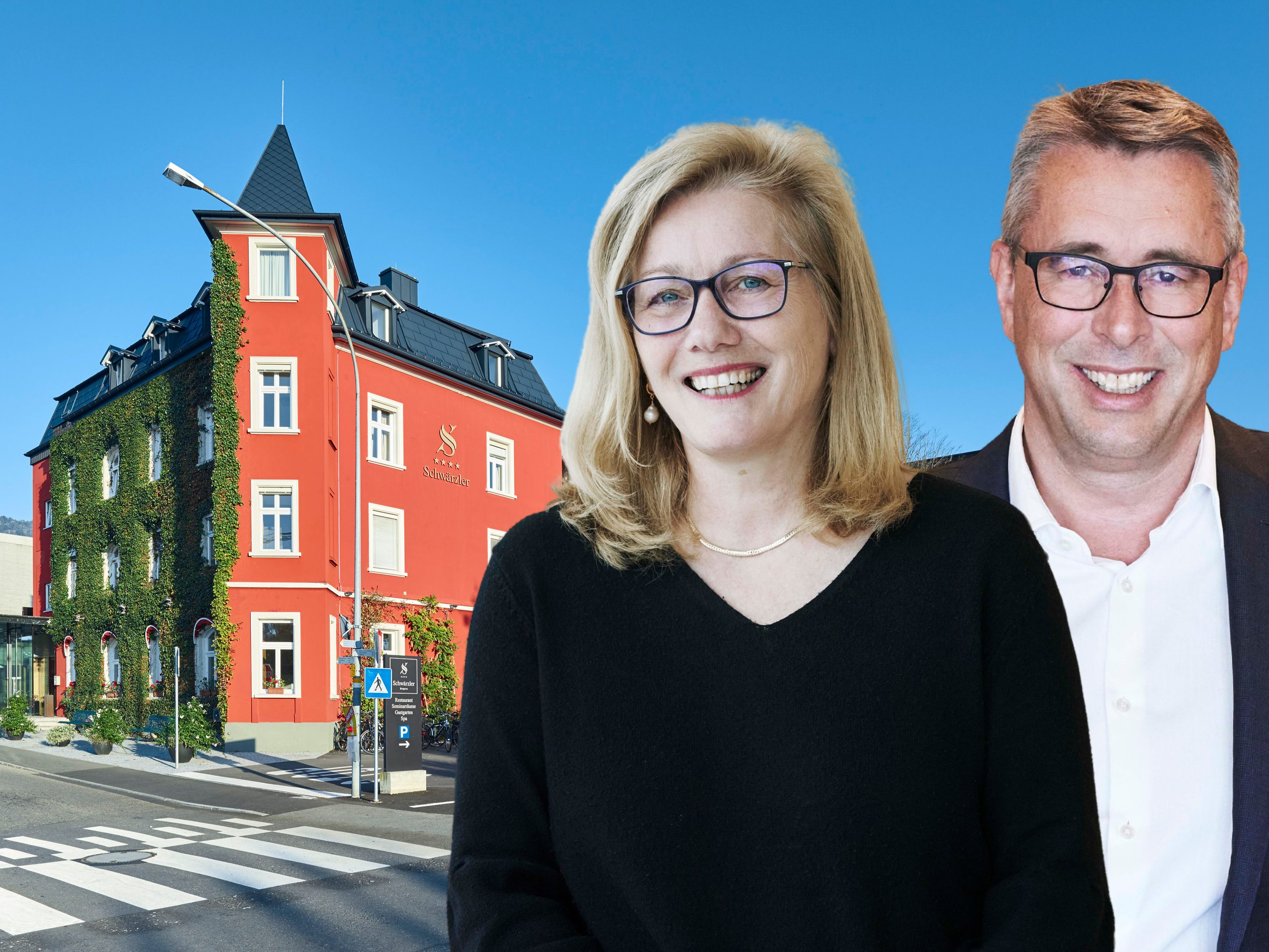 Hotel Schwärzler in Bregenz: Susanne Denk gibt das Hotelzepter an Peter Heine weiter.