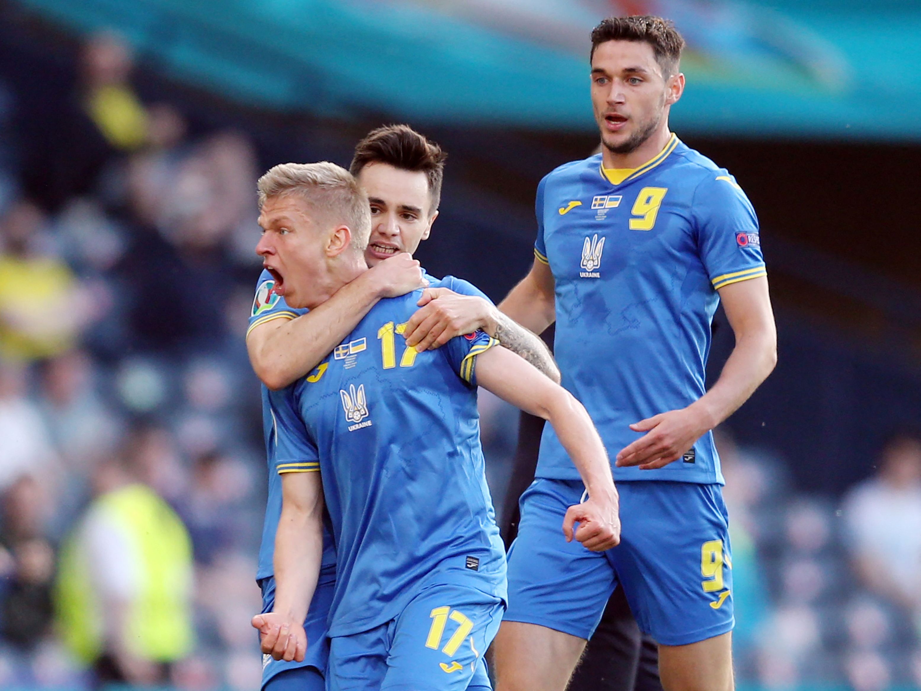 Zinchenko war mit einem Tor und einer Vorlage der Mann des Spiels für die Ukraine.