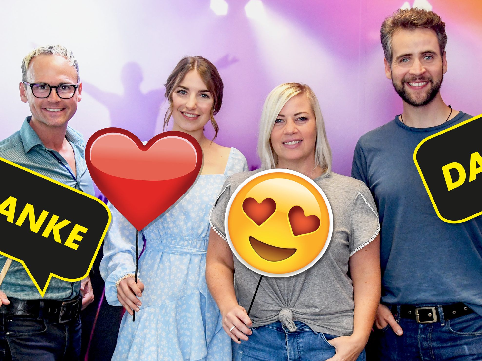 Die Antenne-Moderatoren (v.l.) Martin Veith, Nina Früh, Sandra Tasek und Bernd Tomaselli.