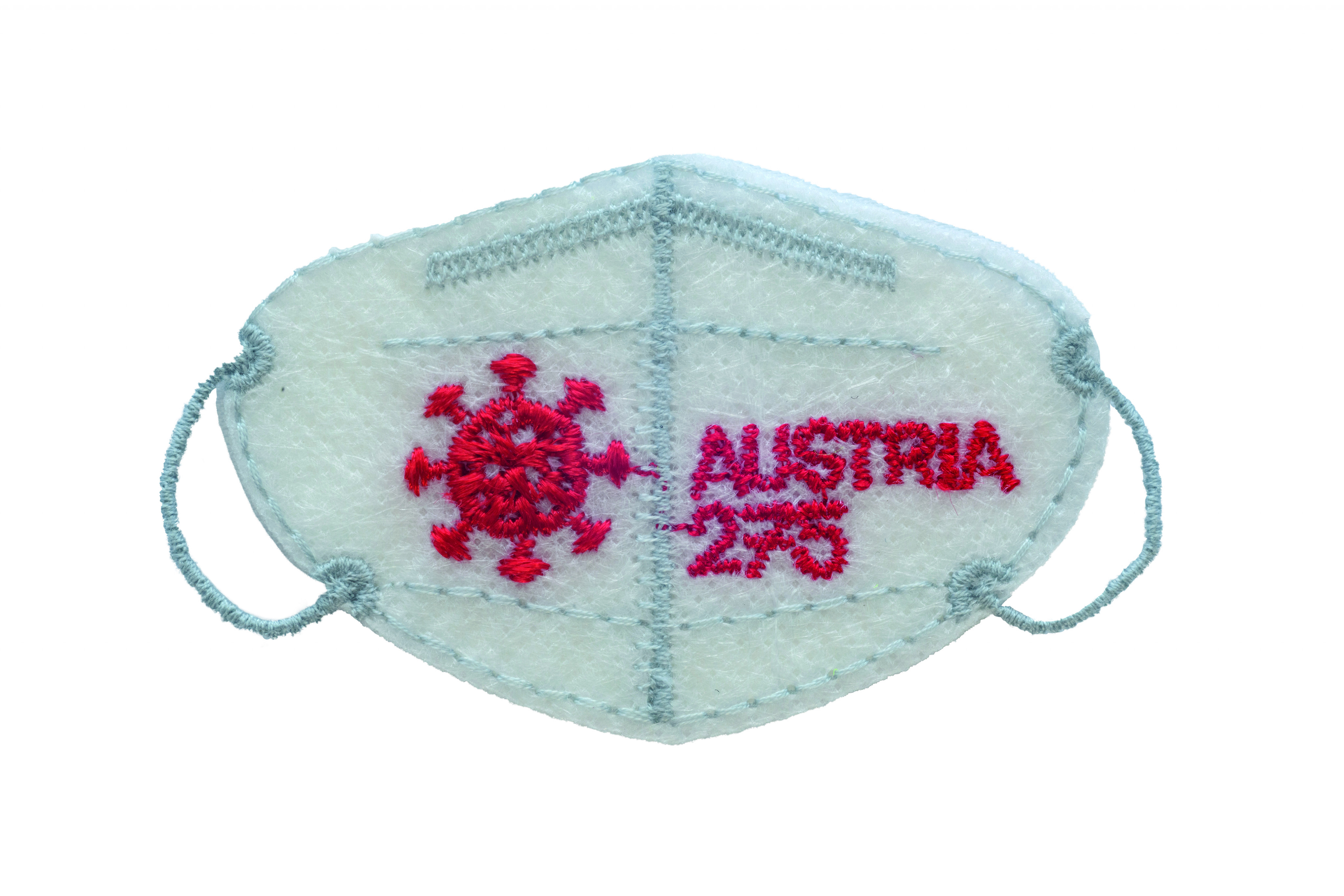 So sieht die Mini-FFP2-Maske aus. Sie hat einen Nennwert von 2,75 Euro, kann wie herkömmliche Briefmarken zur Frankierung von Briefen verwendet werden und ist ab 16. September erhältlich.