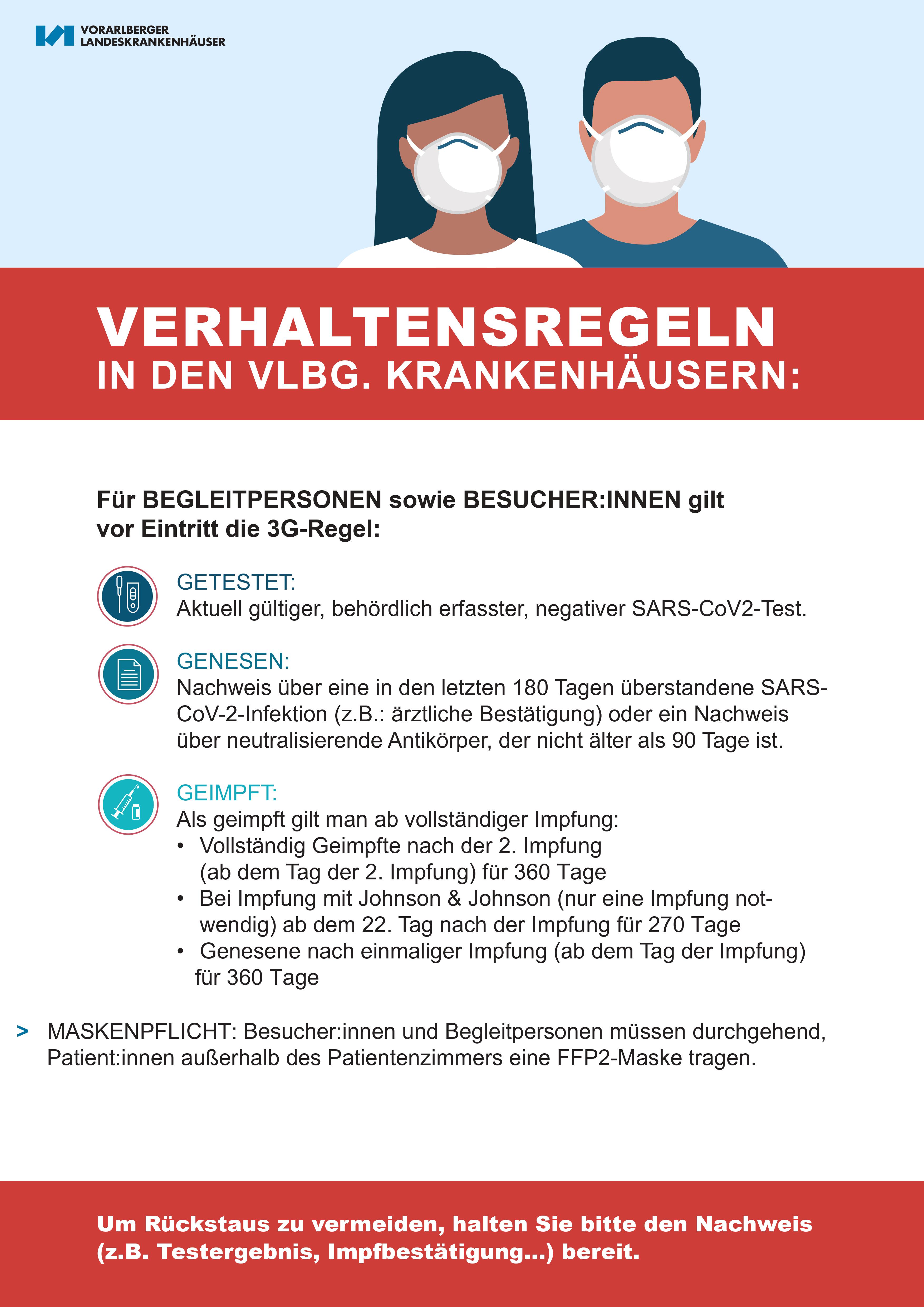 Die Verhaltensregeln in den Vorarlberger Krankenhäusern.
