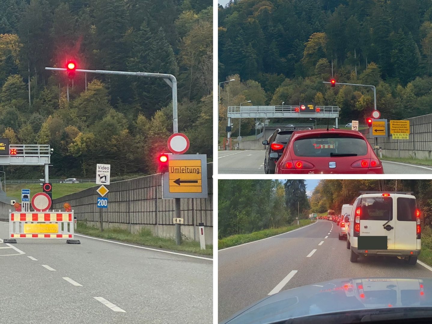 Es kommt zu Stau rund um den gesperrten Achraintunnel.