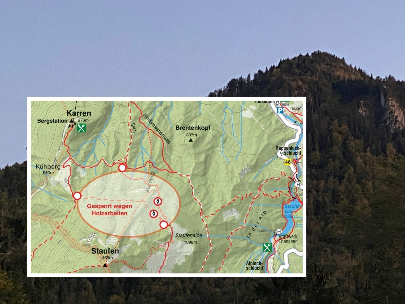 Die Straßen und Wanderwege sind aktuell gesperrt.
