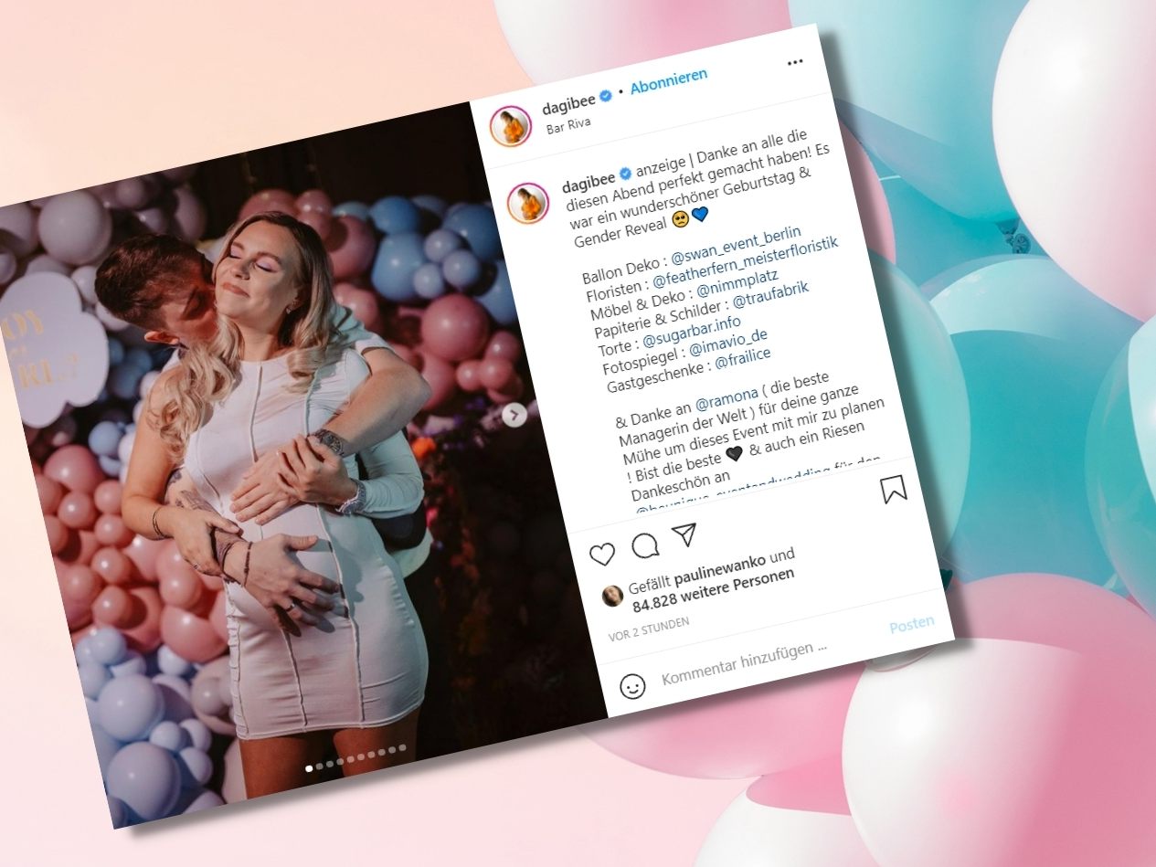 Gender Reveal Party: Party zur Bekanntgabe des Geschlechts eines Kindes.