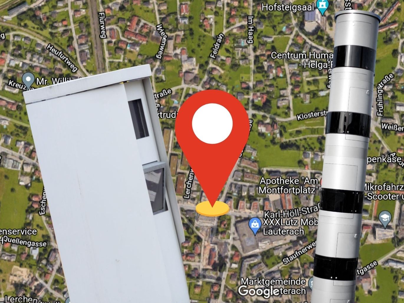 In Lauterach sollen bald vier neue Radarboxen stehen.