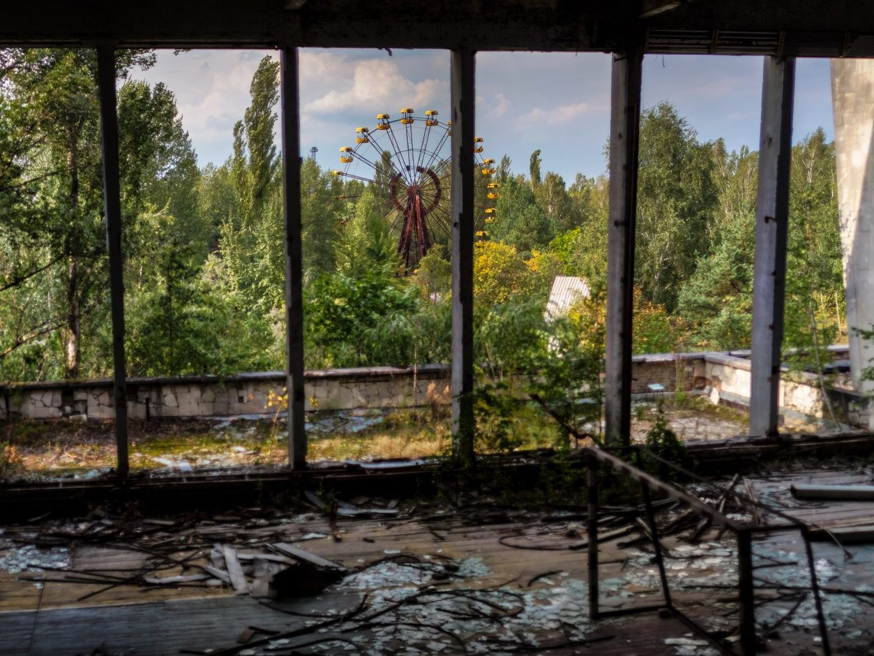 Blick auf das heutige Prypjat: Die verlassene Stadt unweit des Katastrophenreaktors in Tschernobyl.