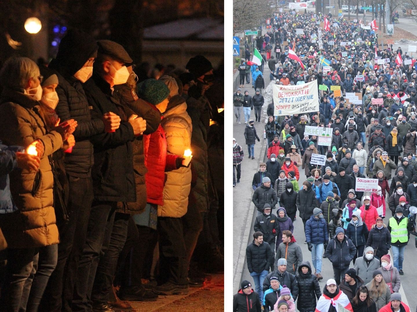 Nachmittags Demonstration, abends Lichterkette