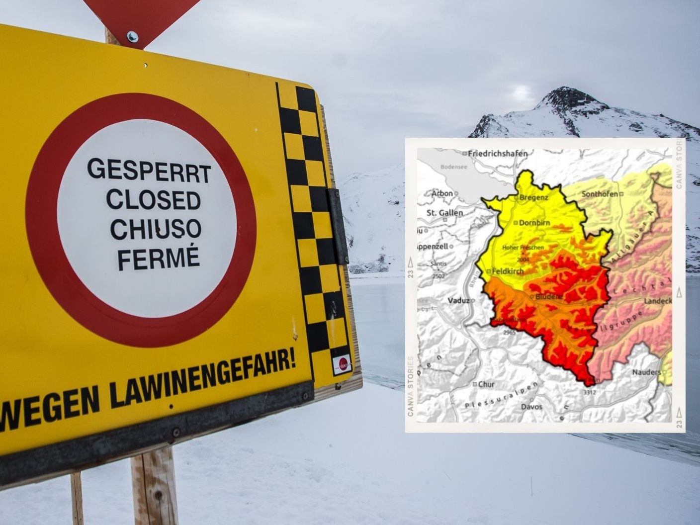 Bis zu 60 Zentimeter Schnee in Vorarlberg - Lawinenwarnstufe 4.