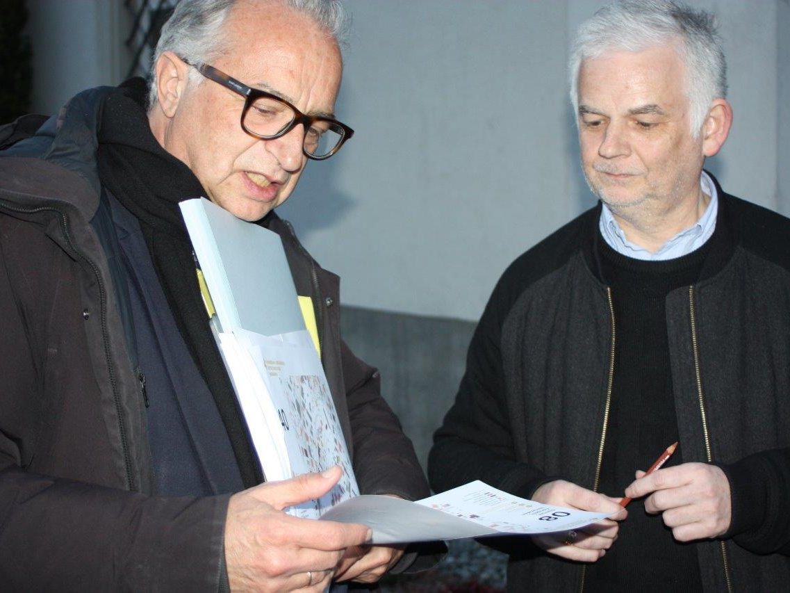 Rankweil Pfarrer Walter Juen und Architekt Wolfgang Ritsch sprechen über die Zukunft im Pilgercampus.