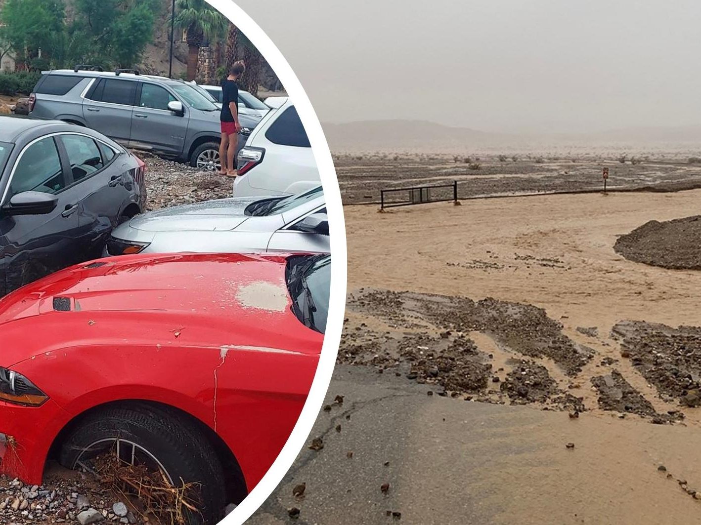 Überflutungen nach ungewöhnlich heftigen Regenfällen im Death Valley.