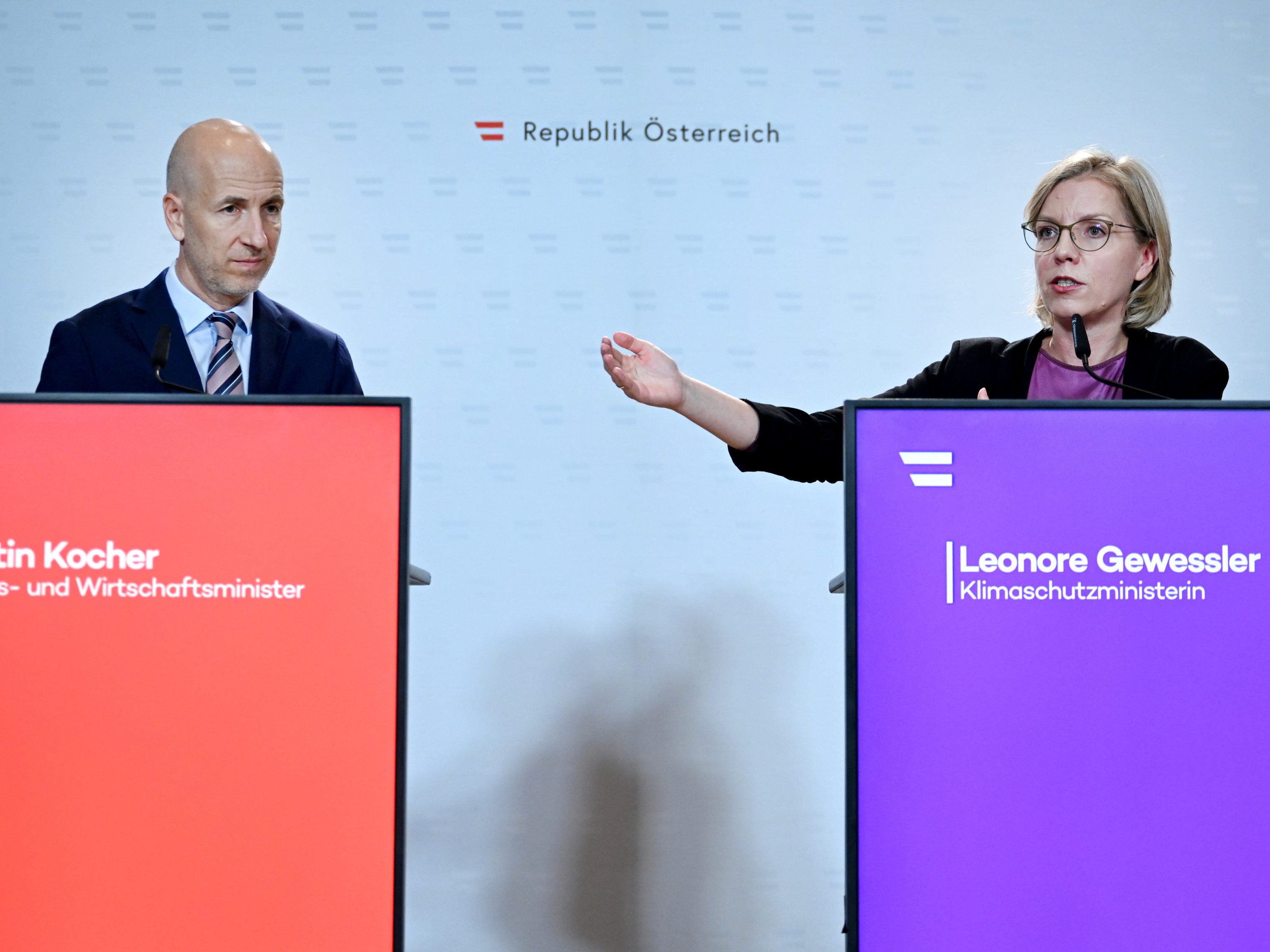 Wirtschaftsminister Kocher, Energieministerin Gewessler.