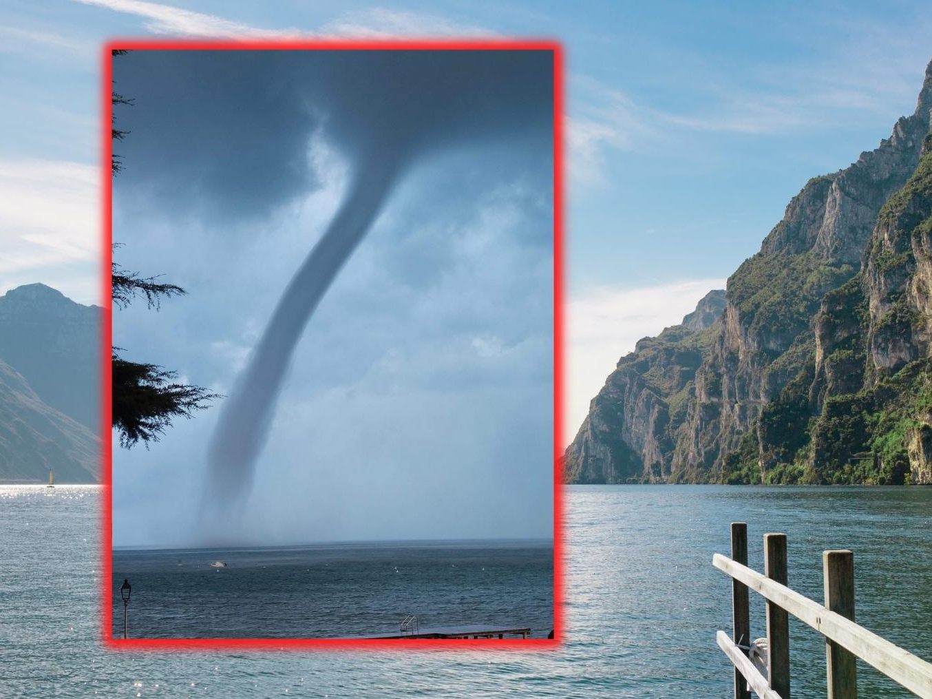Riesiger Tornado über dem Gardasee